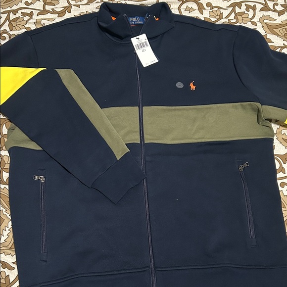 Polo Ralph Lauren Navy Sweater with Yellow and Olive Accents - Picture 5 of 7